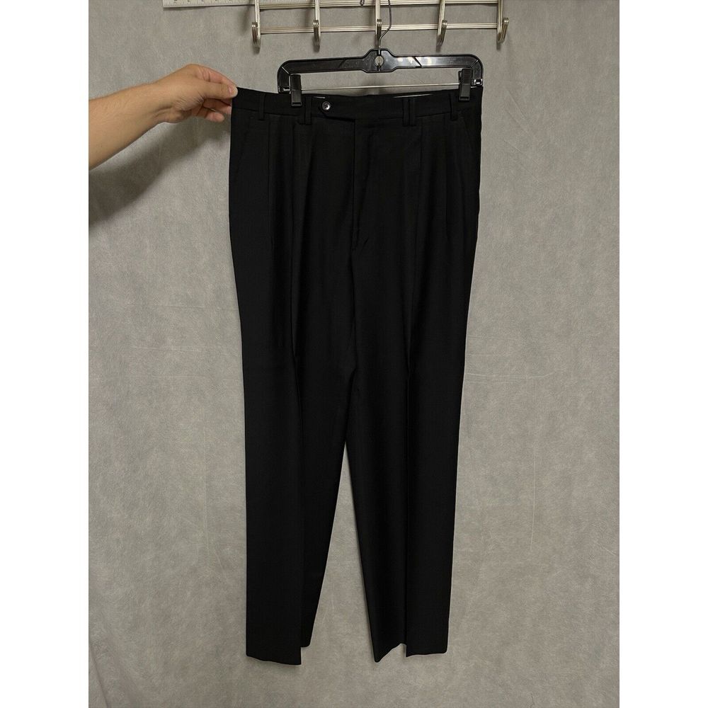 Canali Dress Pants Men 34X35 Black Wool Proposta Academia Career Italy Luxury
